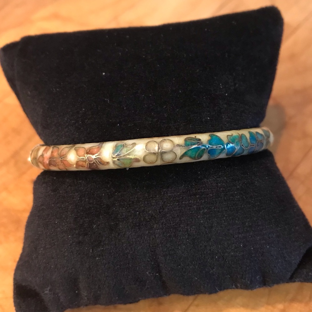 Ornate painted clasp style bangle bracelet